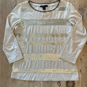 Weekend Max Mara 3/4-Sleeve Sequin Stripe Tee M